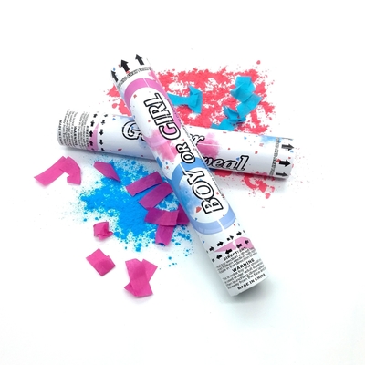 เด็กชายหรือเด็กหญิง เพศเปิดเผยกระดาษ confetti shooter สีวิ่งปู๊ดควัน biodegradable กันไฟปาร์ตี้ popper confetti