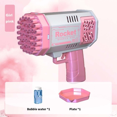 พลาสติก40หลุม โรคเก็ต บาซูก้า Bubble Gun Toys เครื่องชาร์จใหม่ Outdoor Summer สําหรับเด็ก