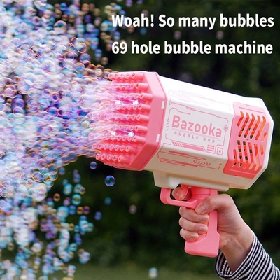 พลาสติก40หลุม โรคเก็ต บาซูก้า Bubble Gun Toys เครื่องชาร์จใหม่ Outdoor Summer สําหรับเด็ก
