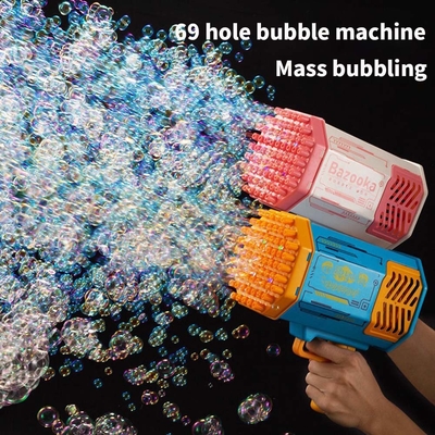 พลาสติก40หลุม โรคเก็ต บาซูก้า Bubble Gun Toys เครื่องชาร์จใหม่ Outdoor Summer สําหรับเด็ก