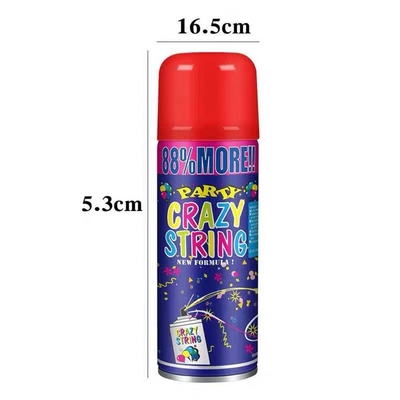 ระยะการยิง 5-8m ราคาถูก สีสตรีมเมอร์และสเปรย์สตริงบ้าโง่สําหรับตกแต่งเทศกาล