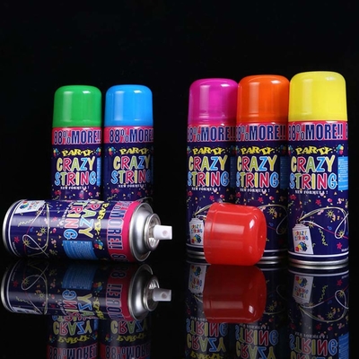 ระยะการยิง 5-8m ราคาถูก สีสตรีมเมอร์และสเปรย์สตริงบ้าโง่สําหรับตกแต่งเทศกาล