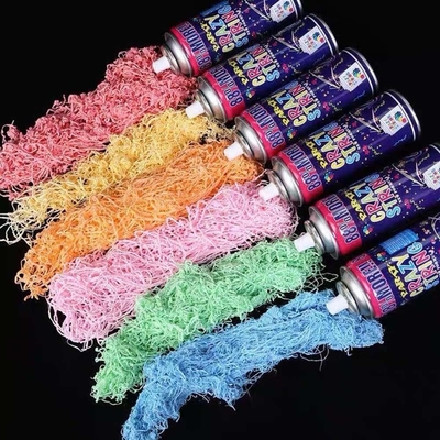 ระยะการยิง 5-8m ราคาถูก สีสตรีมเมอร์และสเปรย์สตริงบ้าโง่สําหรับตกแต่งเทศกาล